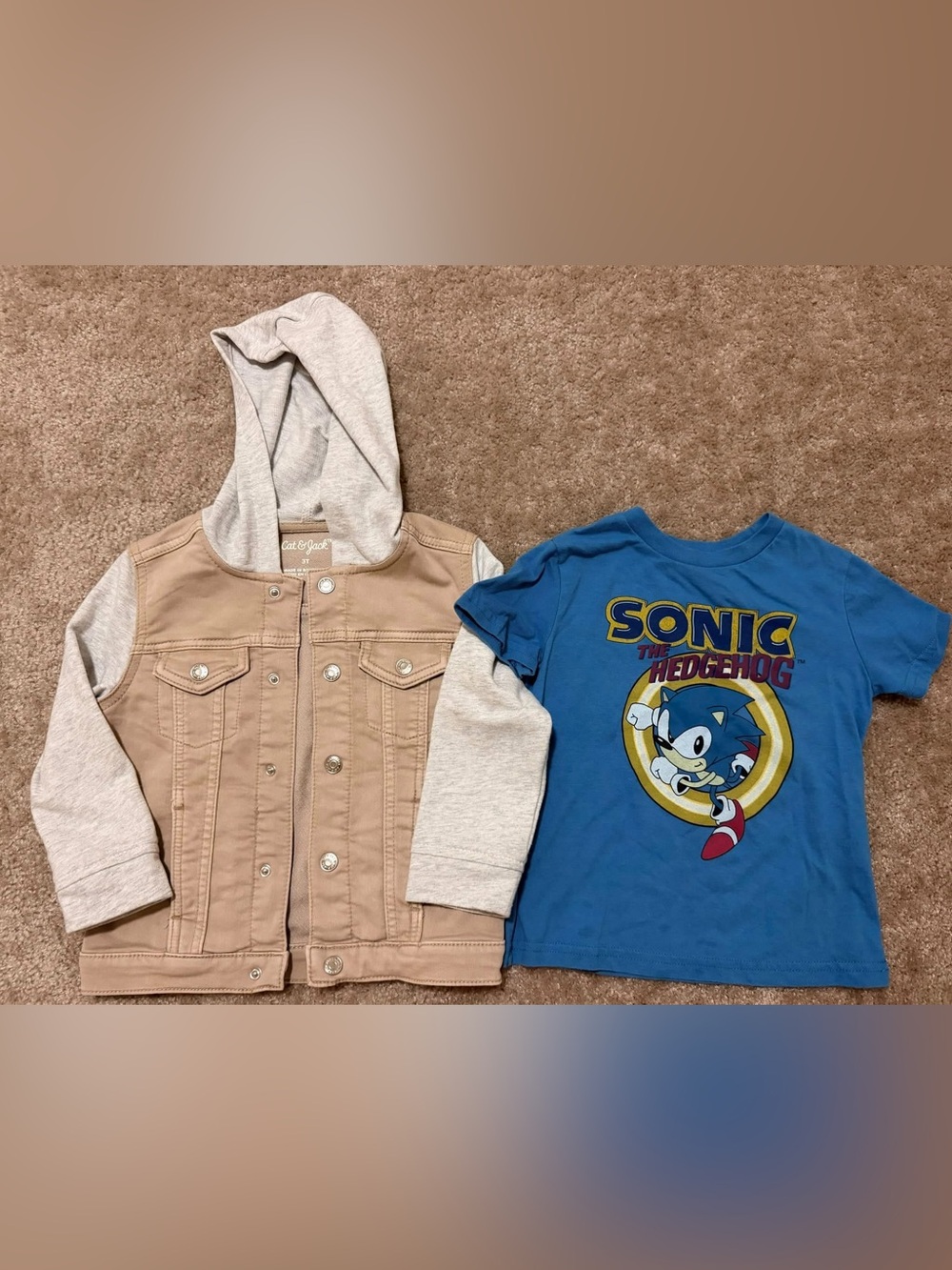 Cat & Jack Hooded Jacket & Sonic Shirt 3T